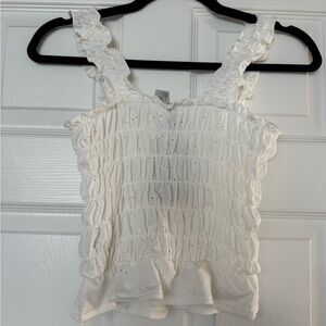 White Ruffled Women's Top